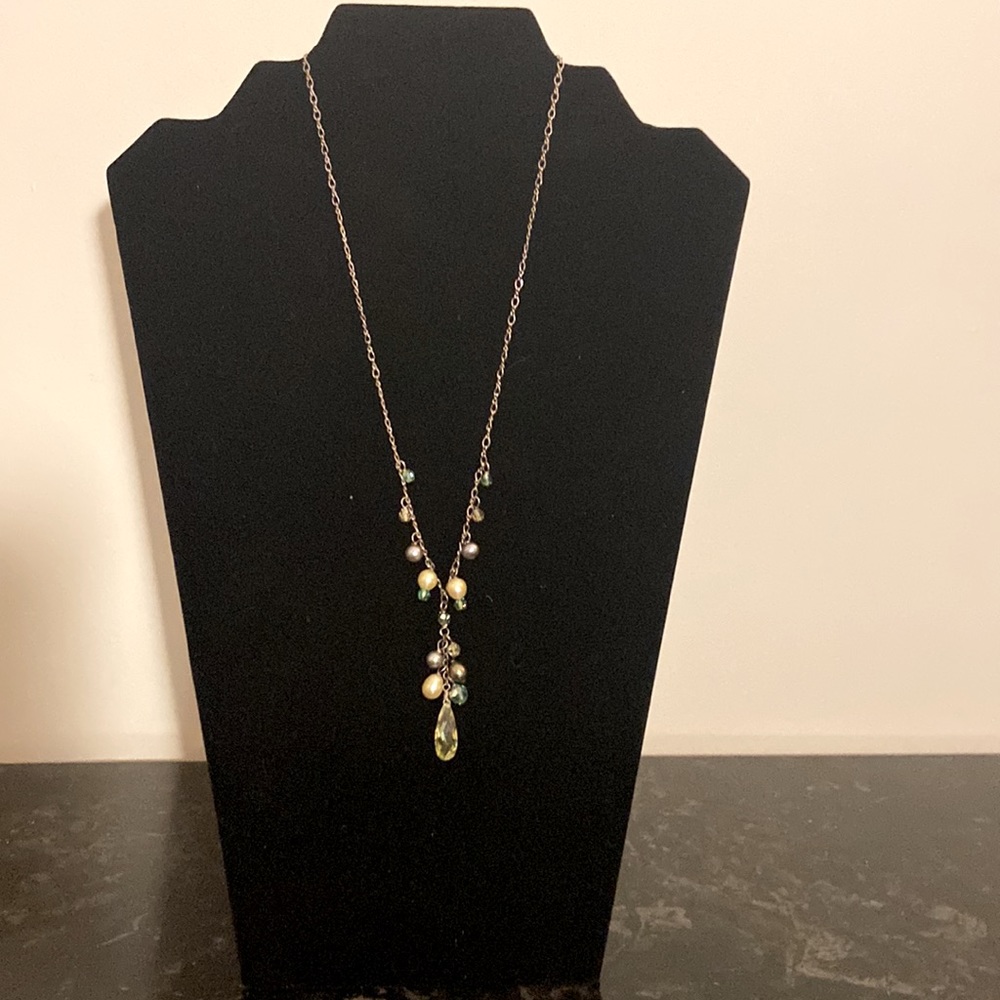 Silver Necklace with Pastel Beads and Plearls